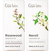 Rosewood Oil & Neroli Oil - Gya Labs Skin Nourishing Set for Youthful-Looking Skin - 100% Pure Therapeutic Grade Essential Oils Set - 2x10ml