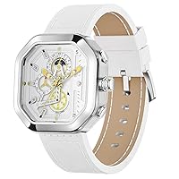 Weicam Men's Boys Luxury Leather Wrist Watch Square Dial Chronograph Waterproof Analogue Quartz Wrist Watch