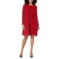 Women's Notch Collar Duster Jacket & Belted Sheath Dress