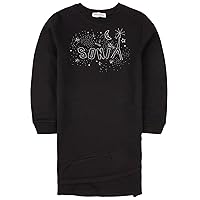 Girl's Luxe Paris Logo Black Sweatshirt Dress