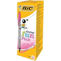Cristal Fun Ballpoint Pens Wide Point (1.6 mm) - Pink, Box of 20