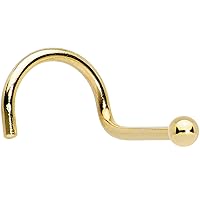Body Candy Solid 14k Yellow Gold 1.5mm Ball Right Nose Stud Screw 20 Gauge 1/4