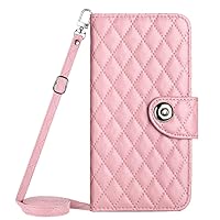 Compatible with Samsung Galaxy A15 Case with Wallet, Pink PU Leather Cover Crossbody Lanyard 【7-Slots】 Credit Cards Pocket Kickstand for GalaxyA15 5G 4G