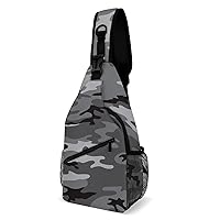 Camouflage Grey Printed Crossbody Sling Backpack Multipurpose Chest Bag Daypack for Travel Hiking