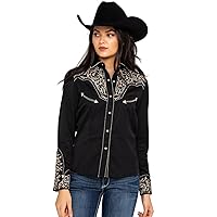 Scully Scroll Embroidered snap Front Western Shirt PL866 BLK **