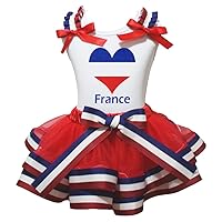Petitebella Love France White Shirt RWB Stripes Petal Skirt Set Nb-8y