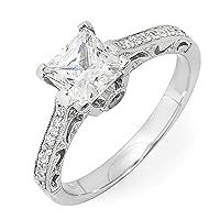 1.50ct GIA Princess & Round Cut Diamond Engagement Ring in Platinum