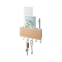 Home Magnetic Wall Organizer - Key Hooks & Tray for Storage Steel + Wood One Size Ash