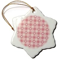 Cute White Hearts Against A Quilted Effect Pink Squares Background - Ornaments (orn-222554-1)