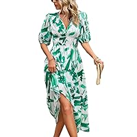 2024 Summer Women's Maxi Dress, Chic Floral Print, Elegant Casual Dress