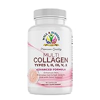 Multi Premium Collagen Pills with Vitamin C, E -Tighten Skin, Reduce Wrinkles, Strong Nails, Joints & Hair Growth- Hydrolyzed Collagen Peptides, Anti Aging Skin Care Supplements for Women -90 Capsules