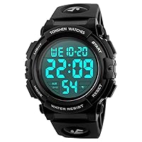 Large Numbers LED Digital Sport Watch for Men and Women Unisex 50M Waterproof Military 12H/24H Time