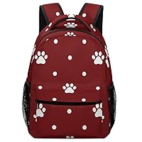 Laptop Backpack for Traveling Cute Red Paw Polka Dots Carry on Business Backpack for Men Women Casual Daypack Hiking Sporting Bag