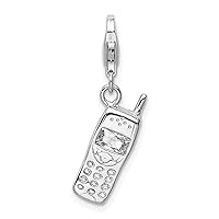 Polished Cell Phone Charm in Sterling Silver