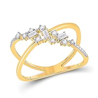 The Diamond Deal 14kt Yellow Gold Womens Baguette Diamond Scattered Open Fashion Ring 1/5 Cttw