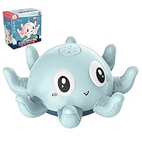 Bath Toys Baby 0-6, Blue Octopus Shape Baby Bath Toy Cute Toddler Light Up Bath Toys Auto Water Sprinkler Battery Powered Swimming Pool Toys for Boys and Girls