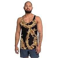 Unisex Tank Top Shirt Tee Men Women Streetwear Black Animal Baroque Gold
