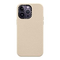 CASETiFY iPhone 14 Pro Max Leather Case [4.9ft Drop Protection/Compatible with Magsafe] - Oat Milk