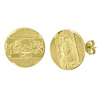 10k Gold Textured Mens Last Supper 16mm X 16mm Religious Push Back Studs Jewelry Gifts for Men