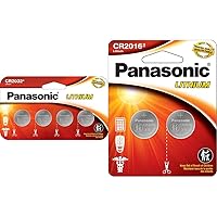 Panasonic CR2032 3.0 Volt Long Lasting Lithium Coin Cell Batteries in Child Resistant, 4 Pack & Panasonic CR2016 3.0 Volt Long Lasting Lithium Coin Cell Batteries in Child Resistant, 2-Battery Pack