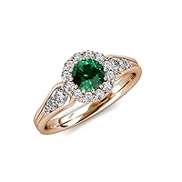Emerald & Natural Diamond (SI2-I1, G-H) Cupcake Halo Engagement Ring 1.33 ctw 14K Rose Gold