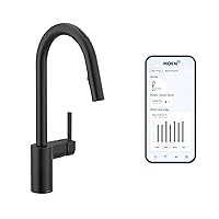 Moen Align Matte Black Smart Faucet Touchless Kitchen Faucet with Pull Down Sprayer, Modern Kitchen Sink Faucet with Voice Control and Power Boost, 7565EVBL