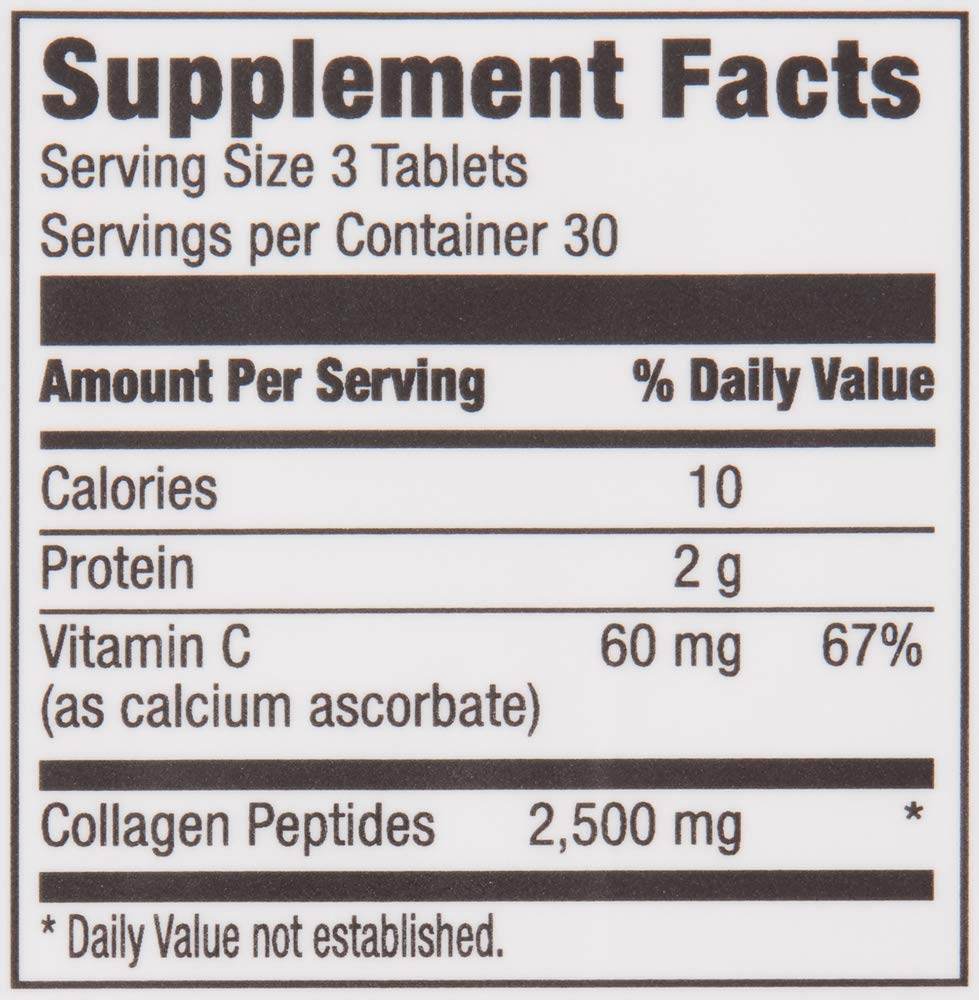 Amazon Brand - Revly Vitamin C, 2500 mg Collagen Peptides per Serving, 90 Tablets, 1 Month Supply