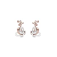 Jewels Gold 0.33 Carat (I-J Color, SI2-I1 Clarity) Natural Diamond Butterfly Drop Dangle Earrings For Women & Girls