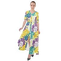 CowCow Womens Summer Hawaii Flowy Boho Floral Flowers Tropical Beach Waist Tie Boho Maxi Dress