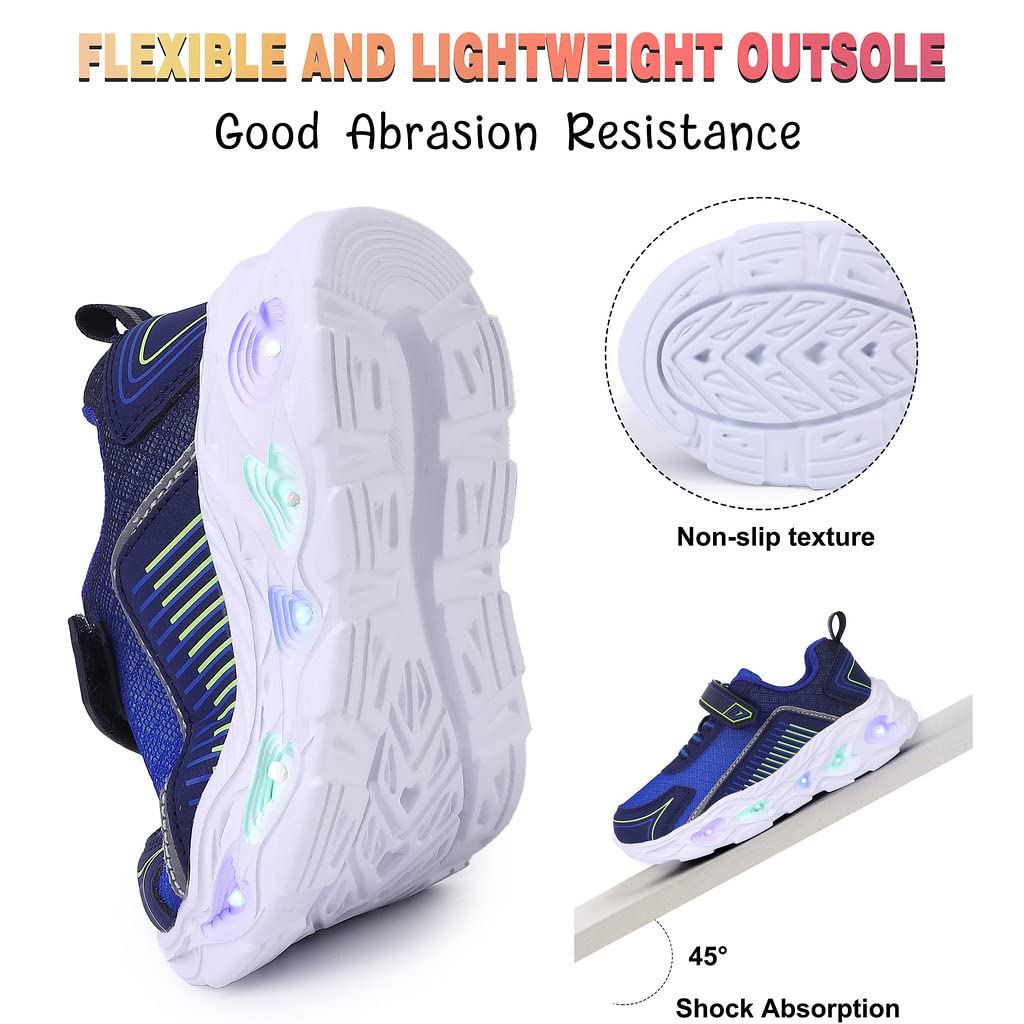 SPR&JOY Toddler Boys Girls Light Up Shoes, Lightweight Breathable Anti-Slip, Led Flashing Sport Sneakers for Toddler/Little Kids