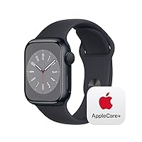 Apple Watch Series 8 [GPS 41mm] Smart Watch w/ Midnight Aluminum Case with Midnight Sport Band - M/L with AppleCare+ (2 Years)