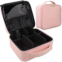 Travel Makeup Case, Professional Cosmetic Train Cases Artist Storage Bag Make Up Tool Boxes Brushes Bags with Compartments Vanity Organizer, BABY PINK, 10 INCH(1 LAYER), Travel Accessories
