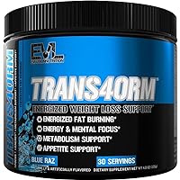 Evlution Thermogenic Fat Burning Support Powder Nutrition Trans4orm Fast Acting Energy Powder to Support Fast Metabolism Weight Loss and Mental Focus with CLA Carnitine and Alpha GPC - Blue Raz