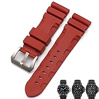 Nature Rubber 24mm Watch Band For Panerai Submersible Luminor PAM Black Blue Red Orange Strap Butterfly Clasp