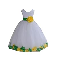 ekidsbridal Wedding Pageant Mixed Petals White Flower Girl Dress Recital Easter Toddler 302t