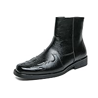 Men's Oxford Boots, Men's Casual Mid-cut Dress Boots, Ankle-length Motorcycle Boots for Men with Side Zippers