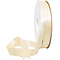 Morex Ribbon Recycled Polyester RPET Double FACE Satin Ribbon, 5/8 inch x 100 yds, Ivory