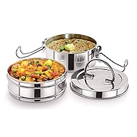 2-Tier Stainless Steel Indian Tiffin Lunch Box (medium), School, office use