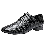 Men's Fashion Snakeskin Lace-up Closed Toe Salsa Tango Jazz Rumba Ballroom Latin Modern Dance Shoes