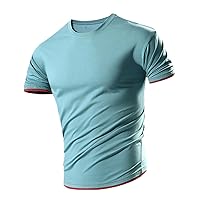 Mens Workout Shirts Short Sleeve Casual Slim Fit Basic T-Shirts Short Sleeve Round Neck Running Gym Tee Shirts