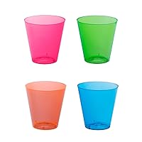 Party Essentials Hard Plastic 2-Ounce Shot/Shooter Glasses, 200-Count, Multi Neon