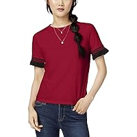 Self Esteem Juniors Contrast Stripe Ruffle Sleeve T-Shirt