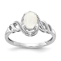 10k White Gold Polished Open back Simulated Opal Diamond Ring Size 7.00 Jewelry for Women