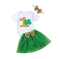 Newborn Baby Boy Girl St. Patrick's Day Outfit My First St. Patrick's Day Romper Pants Headband 3Pcs Clothes Set