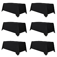 sancua 6 Pack Black Tablecloth 90 x 156 Inch - Rectangle Table Cloth for 8 Feet Table Stain and Wrinkle Resistant Washable Polyester Table Cover for Dining Wedding Banquet Party Buffet Restaurant