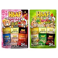 [Official Gilim HBAF] Variety Sweet Hot 24Pack + Variety Friends 24 Pack Seasoned Almonds On-the-go Nut Protein Snack, Child After-School, Office, Trip Camping Snack | Korean Souvenir (48 Pack)