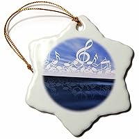 3dRose orn_99589_1 Music Notes As Clouds and Beautiful Accents Designer Original-Snowflake Ornament, 3-Inch, Porcelain