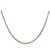 Jewelry Affairs 14k Rose Solid Gold Diamond Cut Rope Chain Necklace, 1.5mm