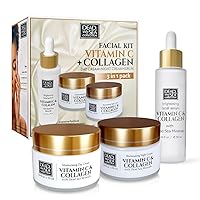 Dead Sea Collection Facial Kit - Day and Night Creams & Facial Serum with Vitamin C & Collagen - Anti-Aging and Anti-Wrinkle