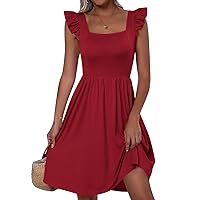 ANRABESS Womens Summer Square Neck Sleeveless A Line Mini Sundress Wedding Gradution Dresses